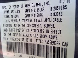 2016 ACCORD GRAY SPORT 2.4L AT  A24031